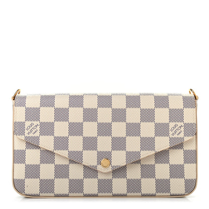 Louis Vuitton Damier Azur Pochette Felicie Chain Wallet Rose Ballerine 1 of 8