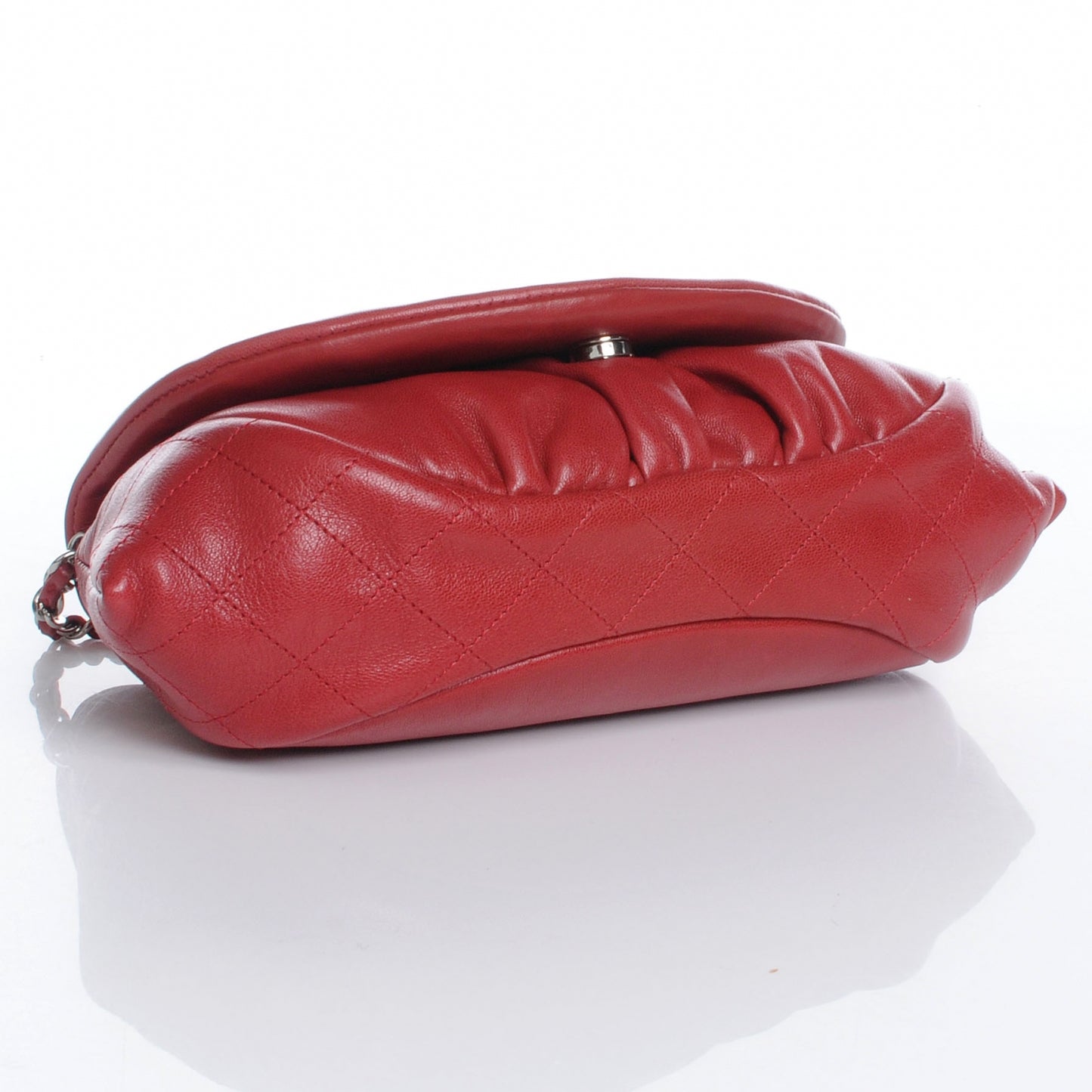 Lambskin Half Moon Wallet On Chain Bag Red