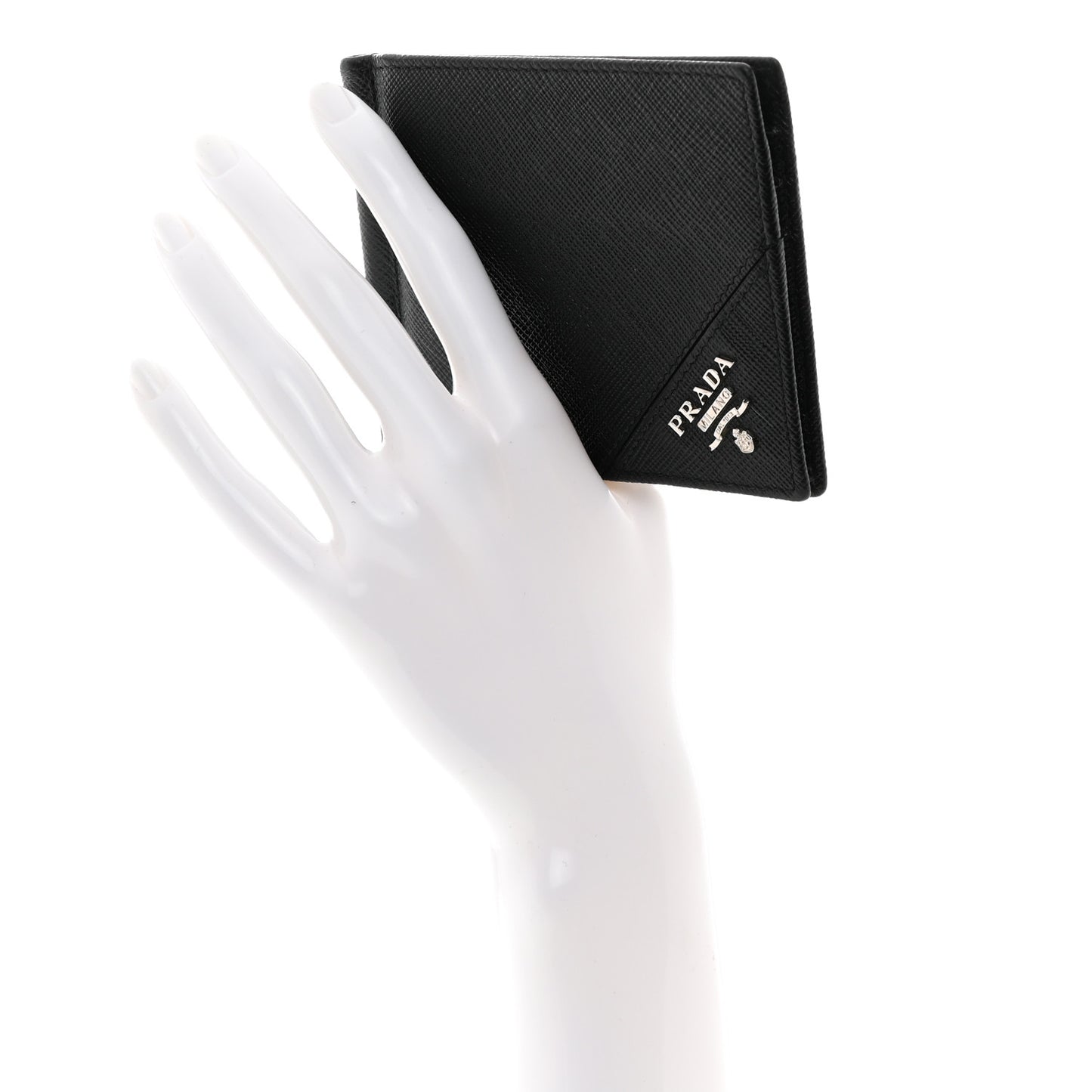 Saffiano Money Clip Bi-Fold Wallet Black