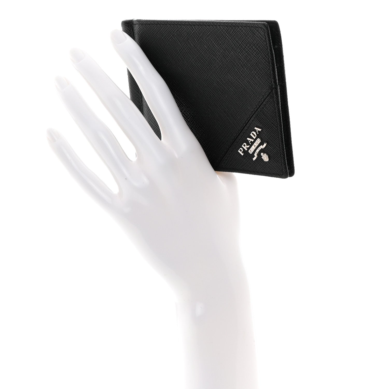 Prada Saffiano Money Clip Bi-Fold Wallet Black 2 of 7