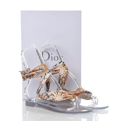 Christian Dior PVC Silk KaleiDiorscopic Mitzah Scarf Thong Sandalss 37 Nude 8 of 8