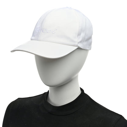 Gucci Cotton Embroidered Logo Script Baseball Hat M Great White 2 of 8