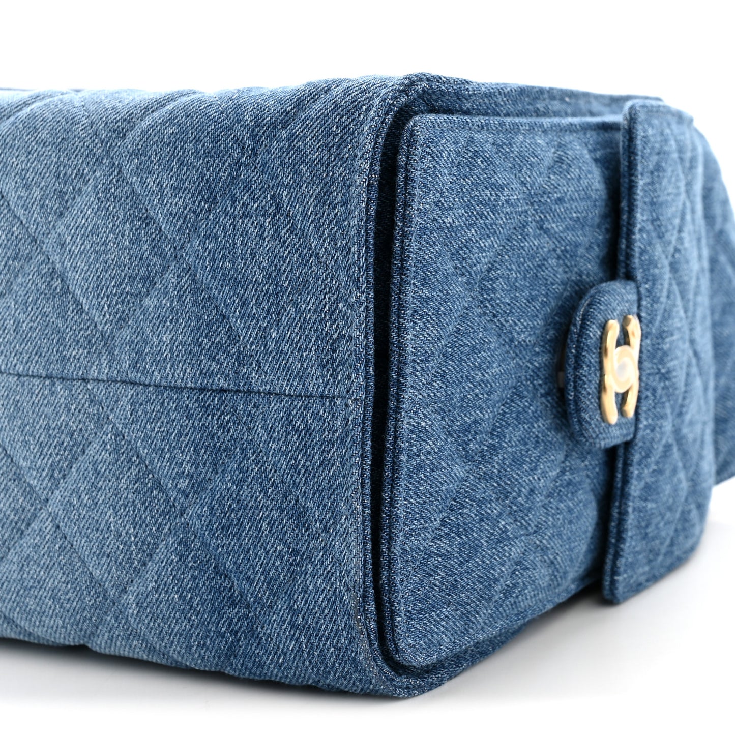 Washed Denim Quilted Small Chanel 25 Handbag Blue