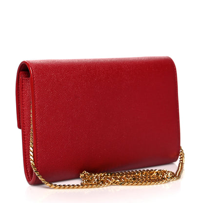 Saint Laurent Grain De Poudre Uptown Chain Wallet Red 3 of 10