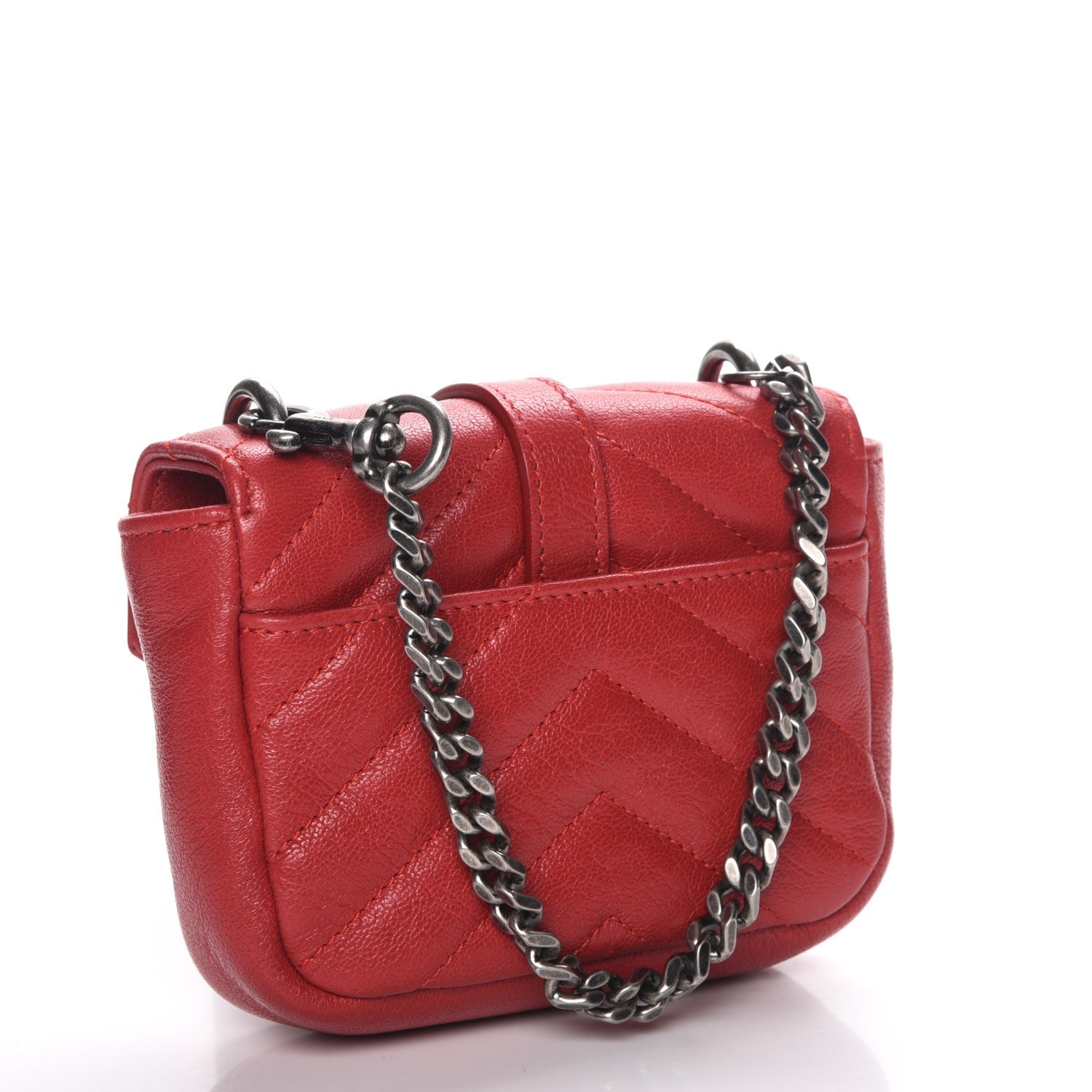 Saint Laurent Sheepskin Matelasse Chevron Monogram Mini College Bag New Red 3 of 7