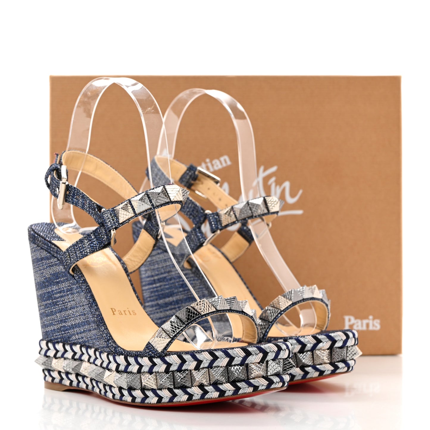 Lame Lux Pyraclou 110 Wedge Sandals 37 Denim