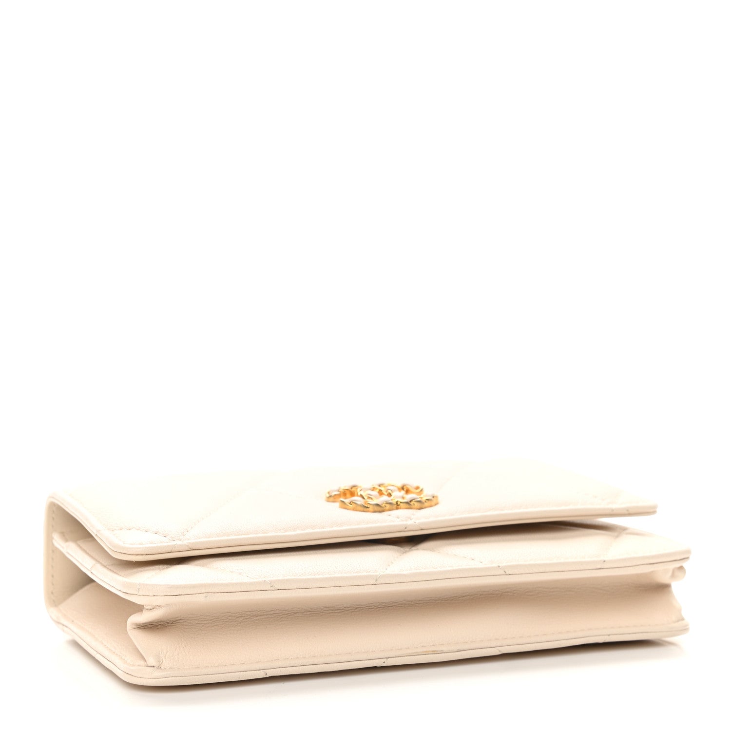 Chanel Goatskin Quilted Chanel 19 Wallet On Chain WOC Light Beige 3 of 9