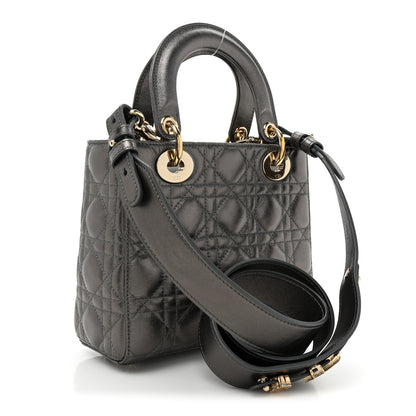 Christian Dior Lambskin Cannage Small My ABCDior Lady Dior Metallic Grey 3 of 14
