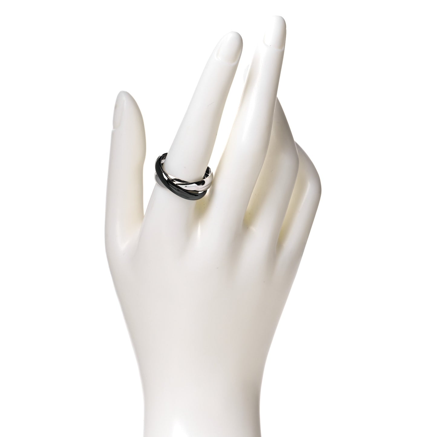 18K White Gold Black Ceramic Trinity Ring 60 9