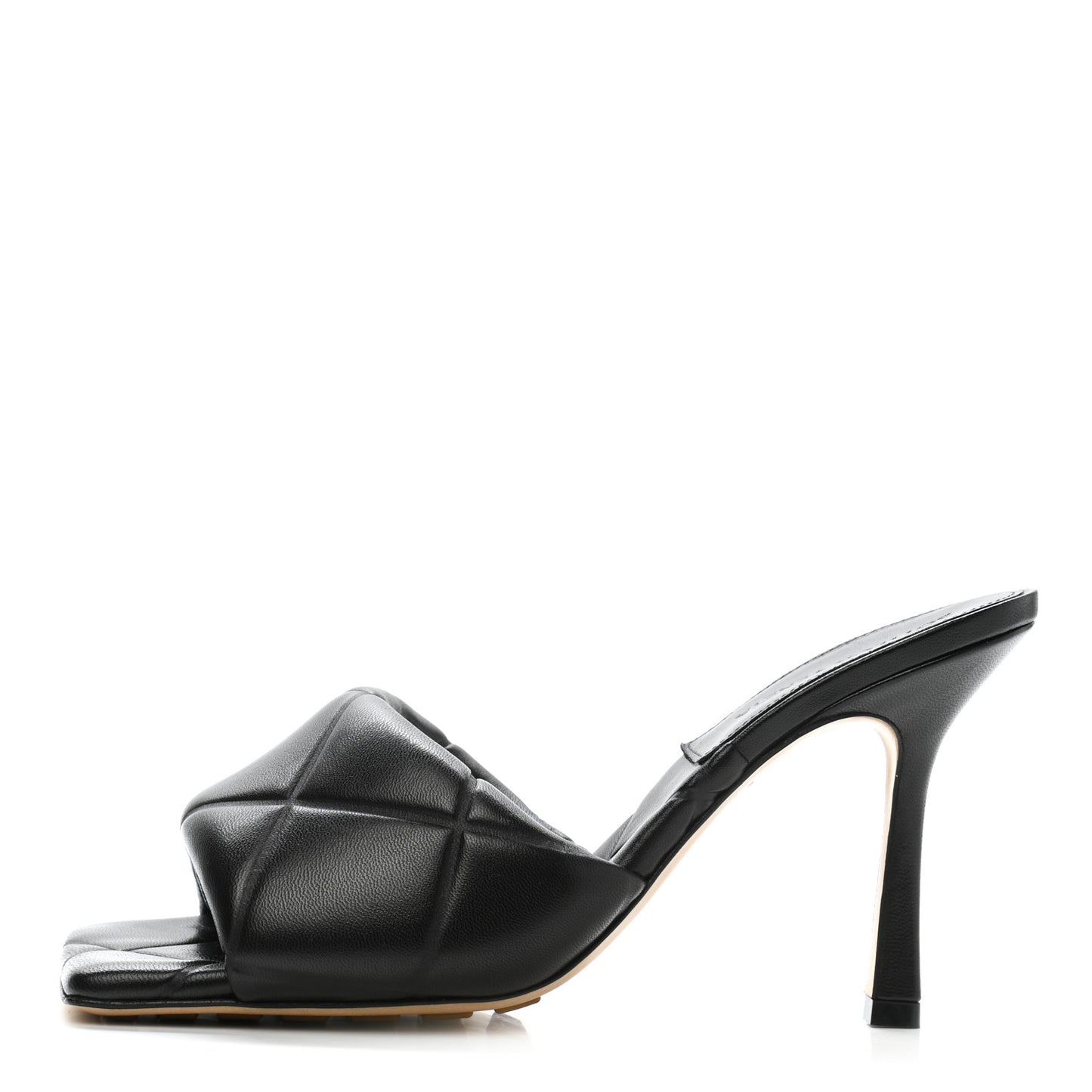 Nappa Quilted Rubber Lido Mule Sandals 39 Black