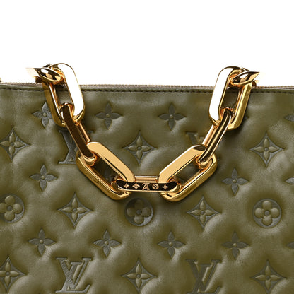 Louis Vuitton Lambskin Embossed Monogram Coussin MM Khaki 7 of 9