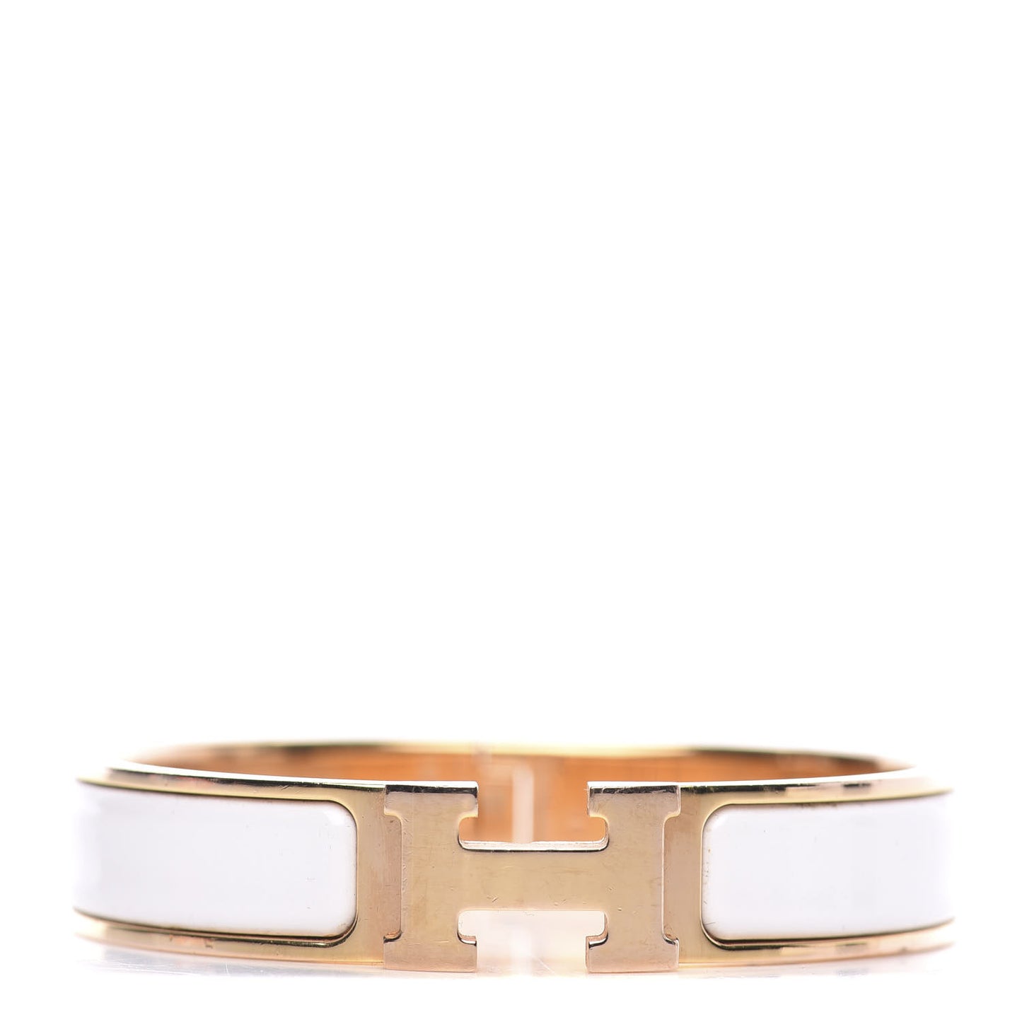 Enamel Narrow Clic Clac H Bracelet PM White