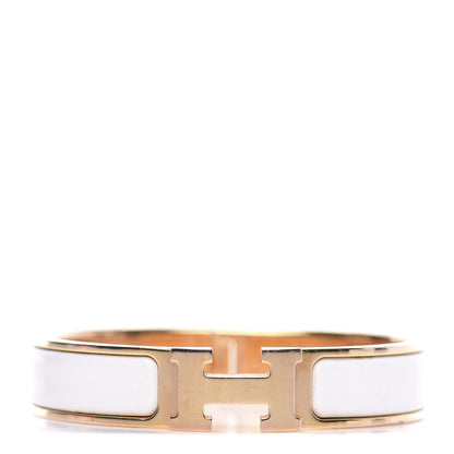Hermes Enamel Narrow Clic Clac H Bracelet PM White 1 of 6