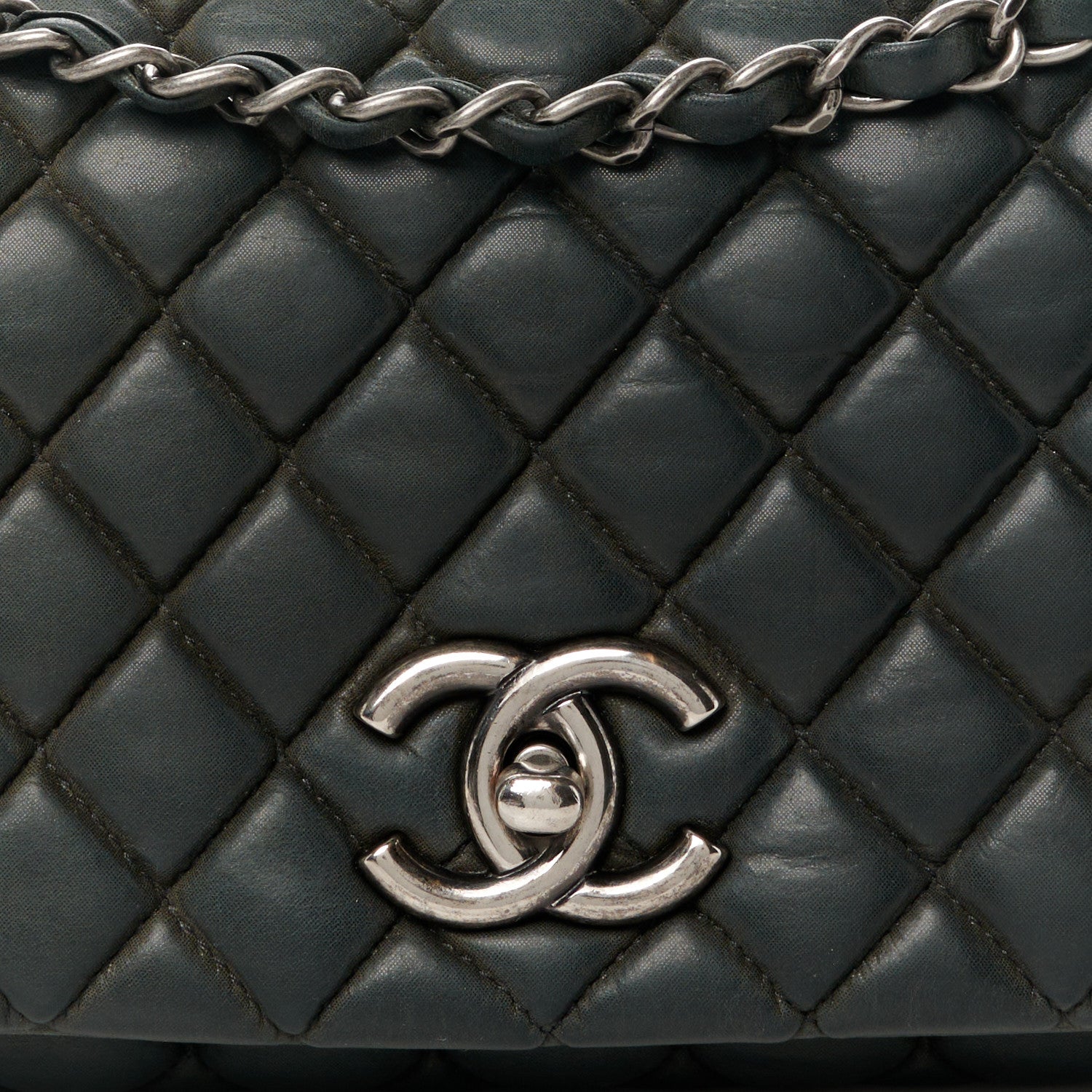 Chanel Iridescent Calfskin Small New Bubble Quilt Flap Anthracite 9 of 11
