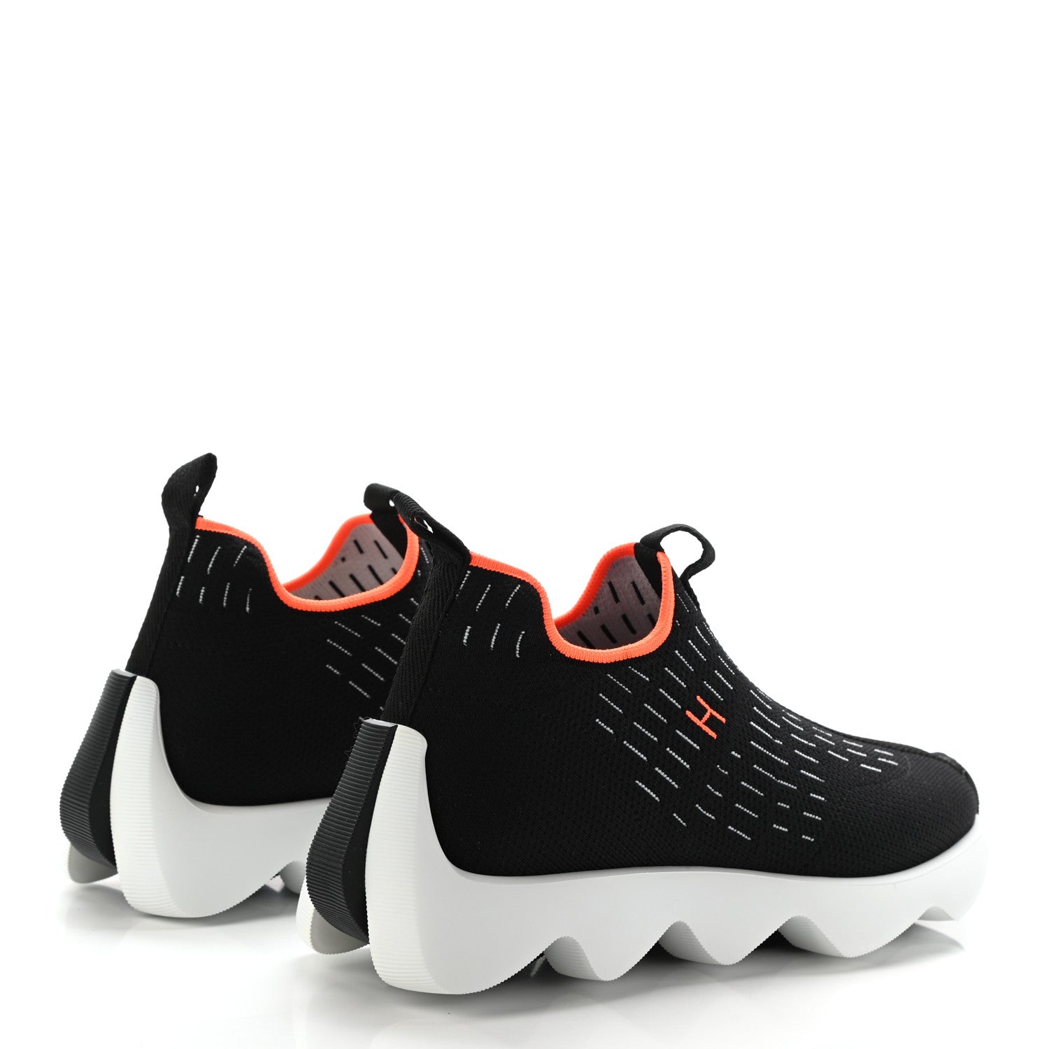 Hermes Technical Canvas Goatskin Womens Eclair Sneakers 36.5 Black 4 of 9