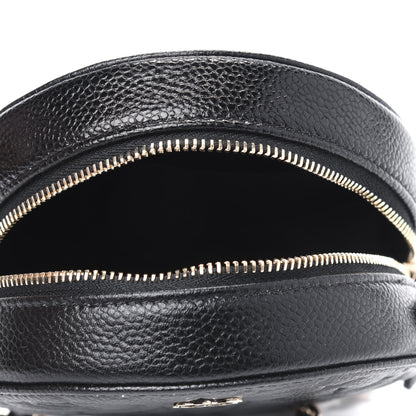 Chanel Caviar Camellia Embossed Round Clutch With Chain Black 4 of 4