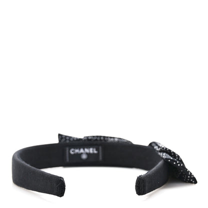 Chanel Silk Bow CC Headband Black White 5 of 7