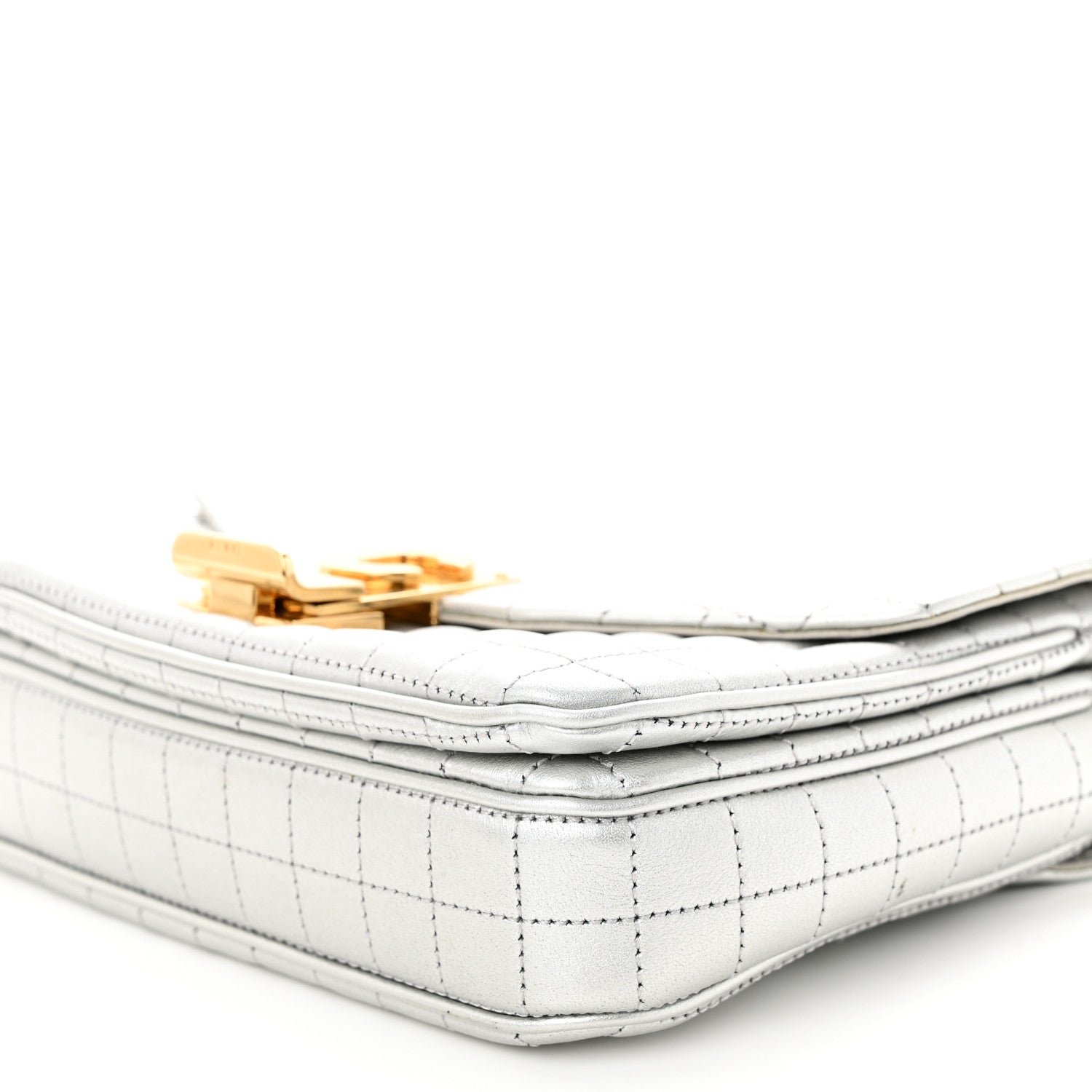 Celine Laminated Calfskin Quilted Medium C Bag Silver 9 of 9