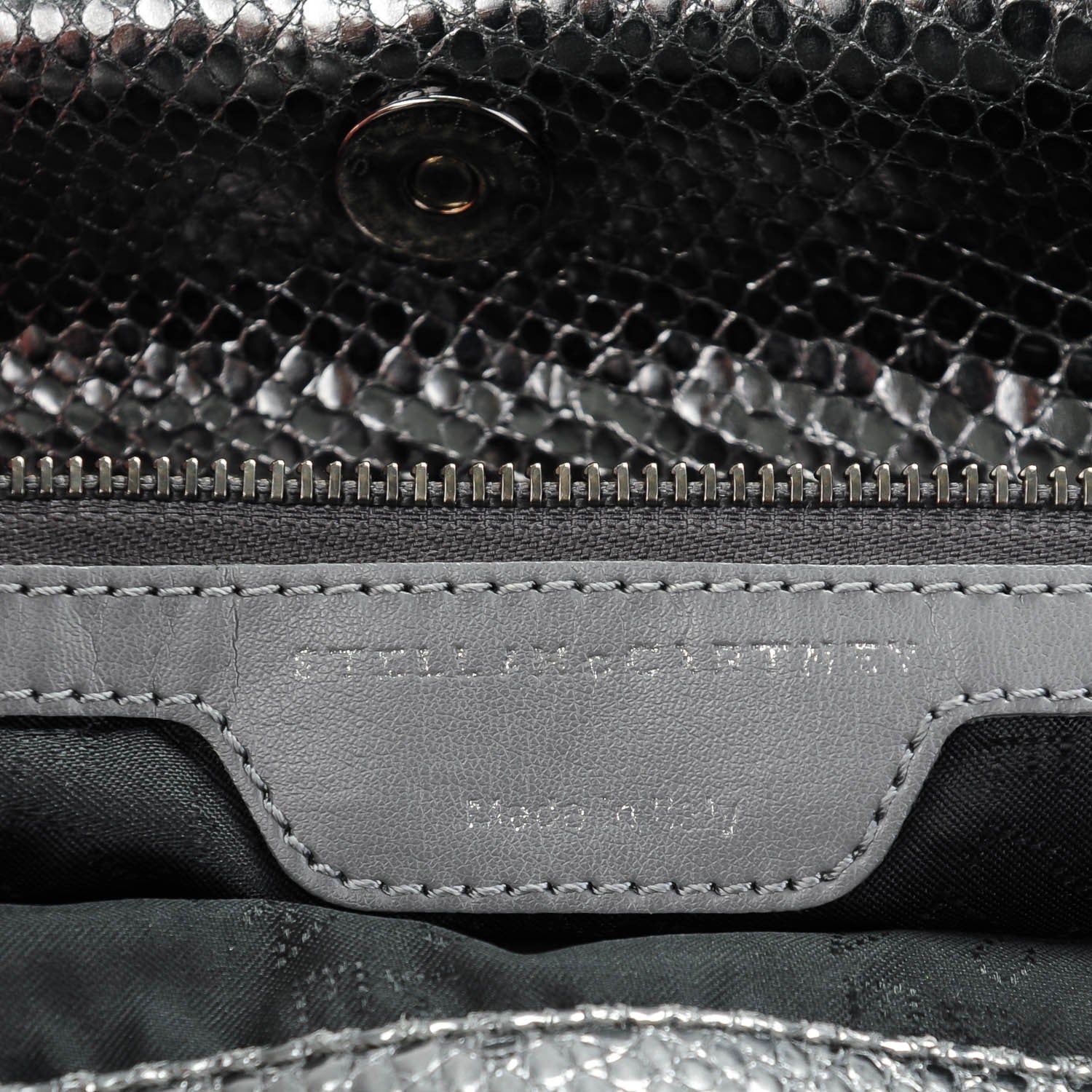 Stella McCartney Metallic Snake Print Small Falabella Tote Grey 6 of 8
