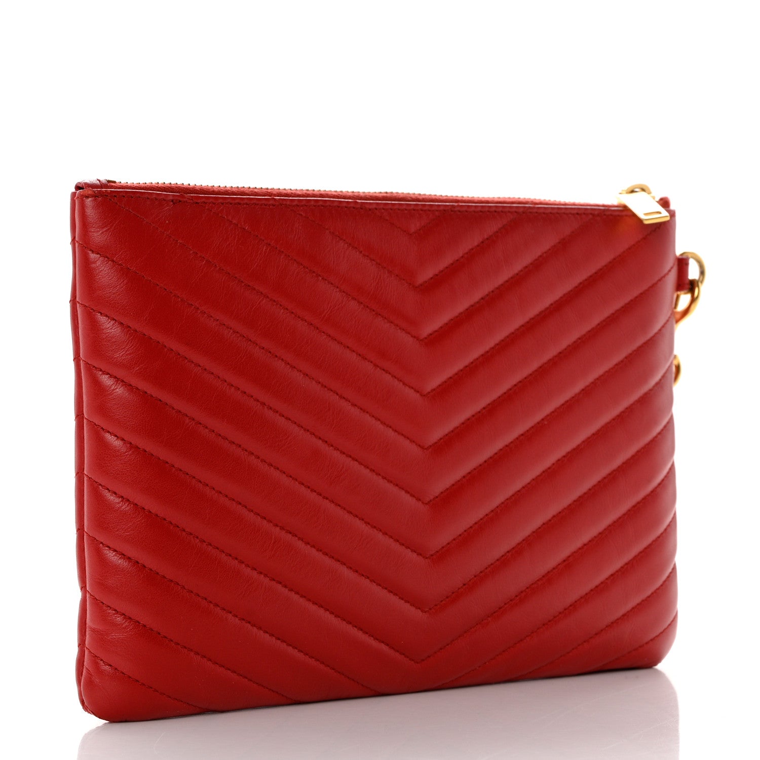 Saint Laurent Calfskin Matelasse Chevron Monogram A5 Wristlet Bandana Red 3 of 8