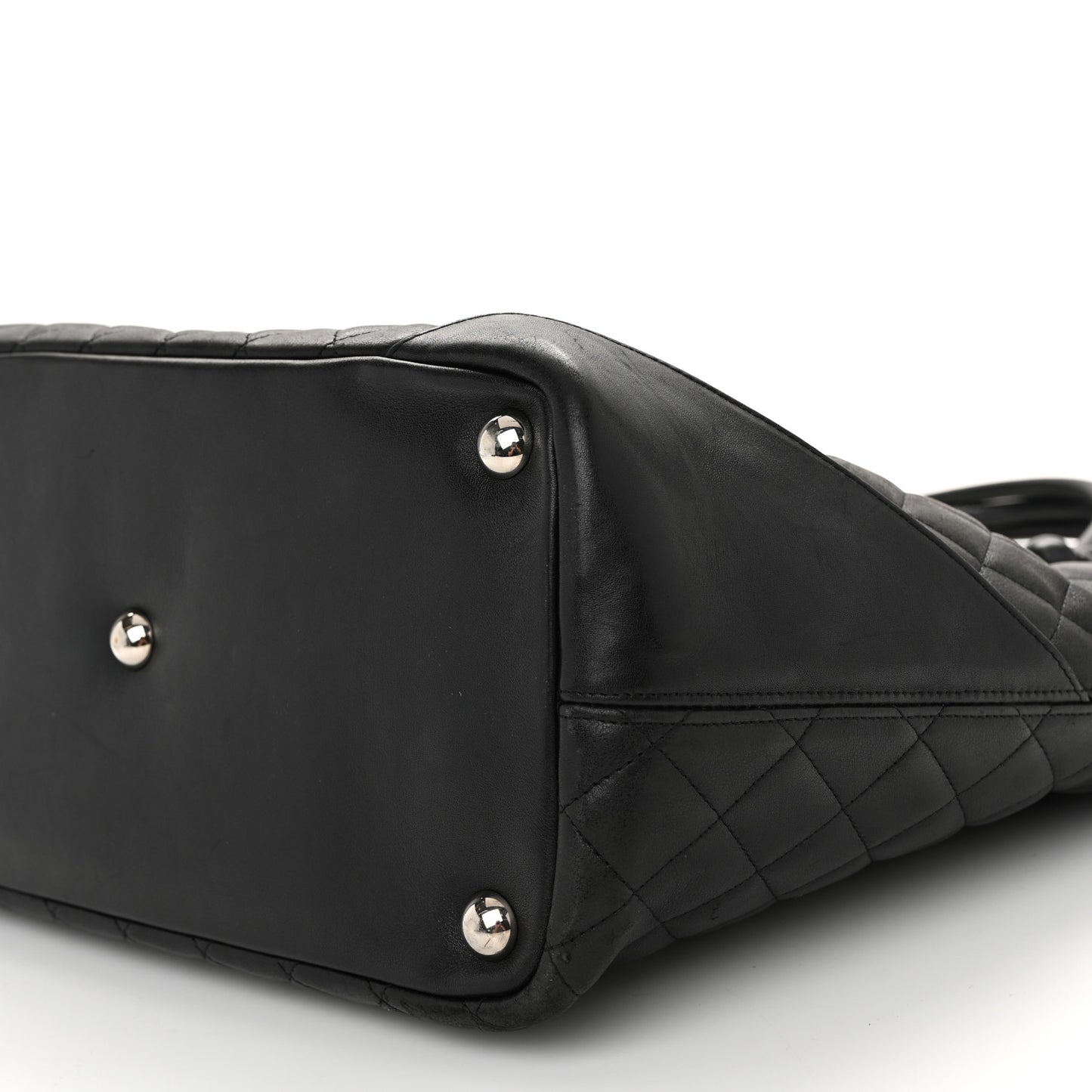 Calfskin Quilted Large Cambon Tote Black White