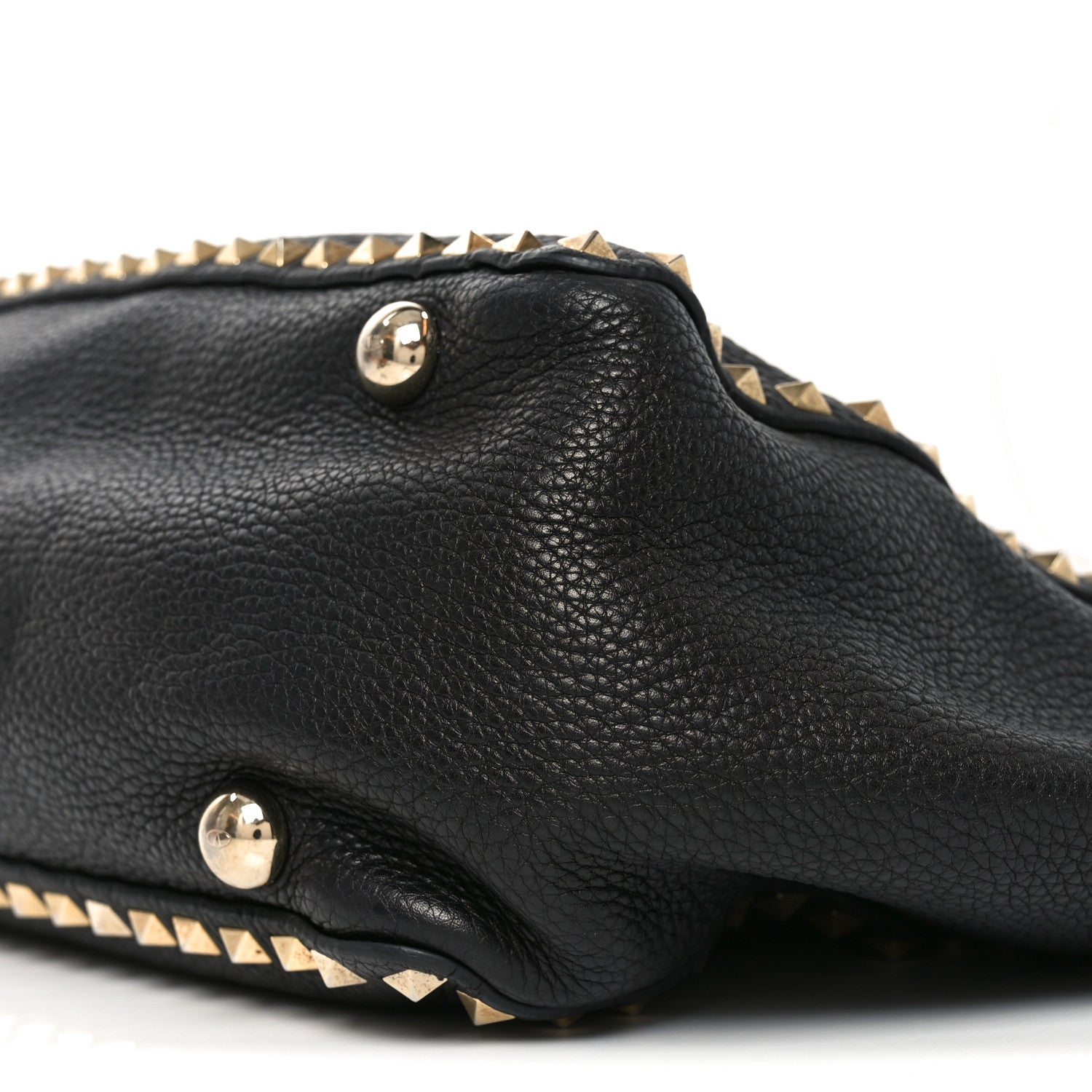 Valentino Garavani Pebbled Calfskin Medium Rockstud Tote Black