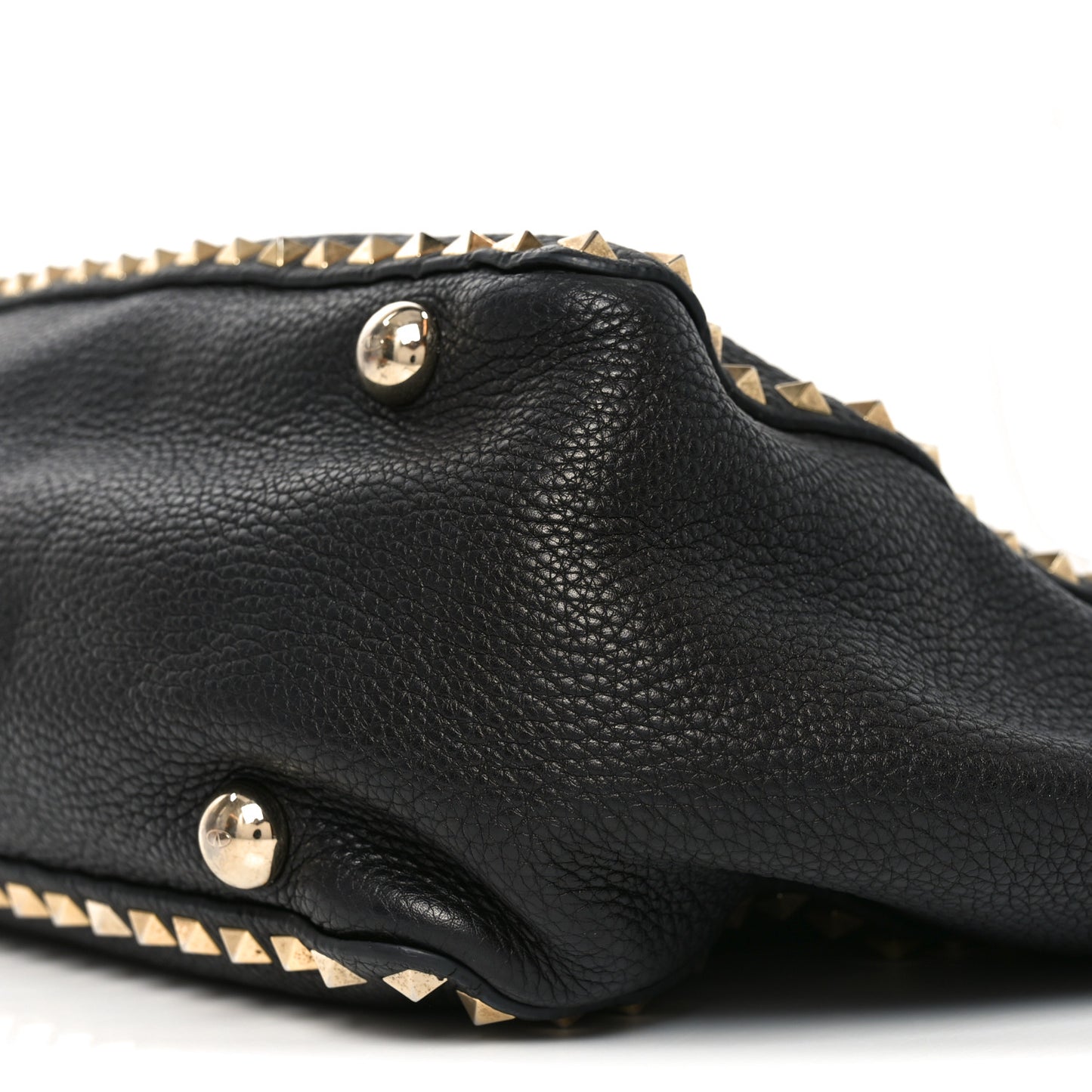 Pebbled Calfskin Medium Rockstud Tote Black