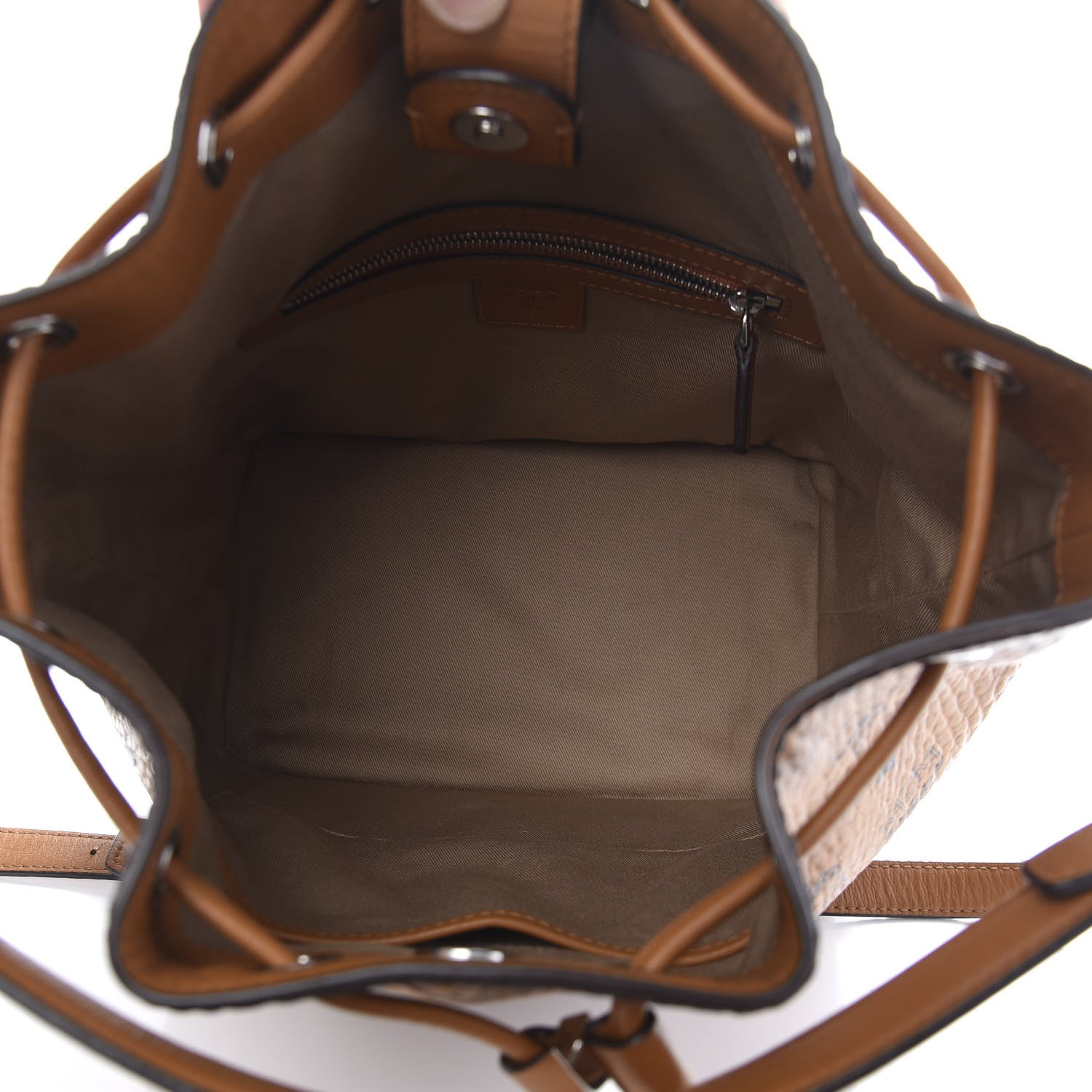 MCM Visetos Crocodile Embossed Geonautic Bucket Bag Cognac 5 of 11