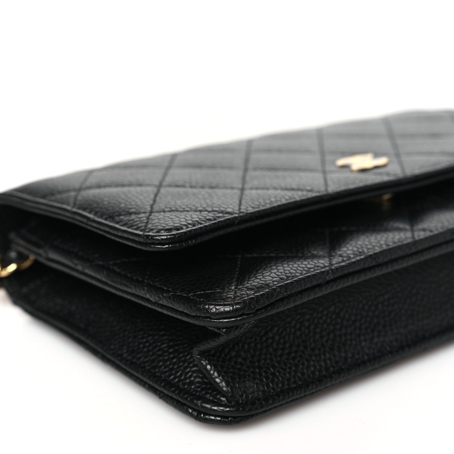 Caviar Quilted Wallet on Chain WOC Black