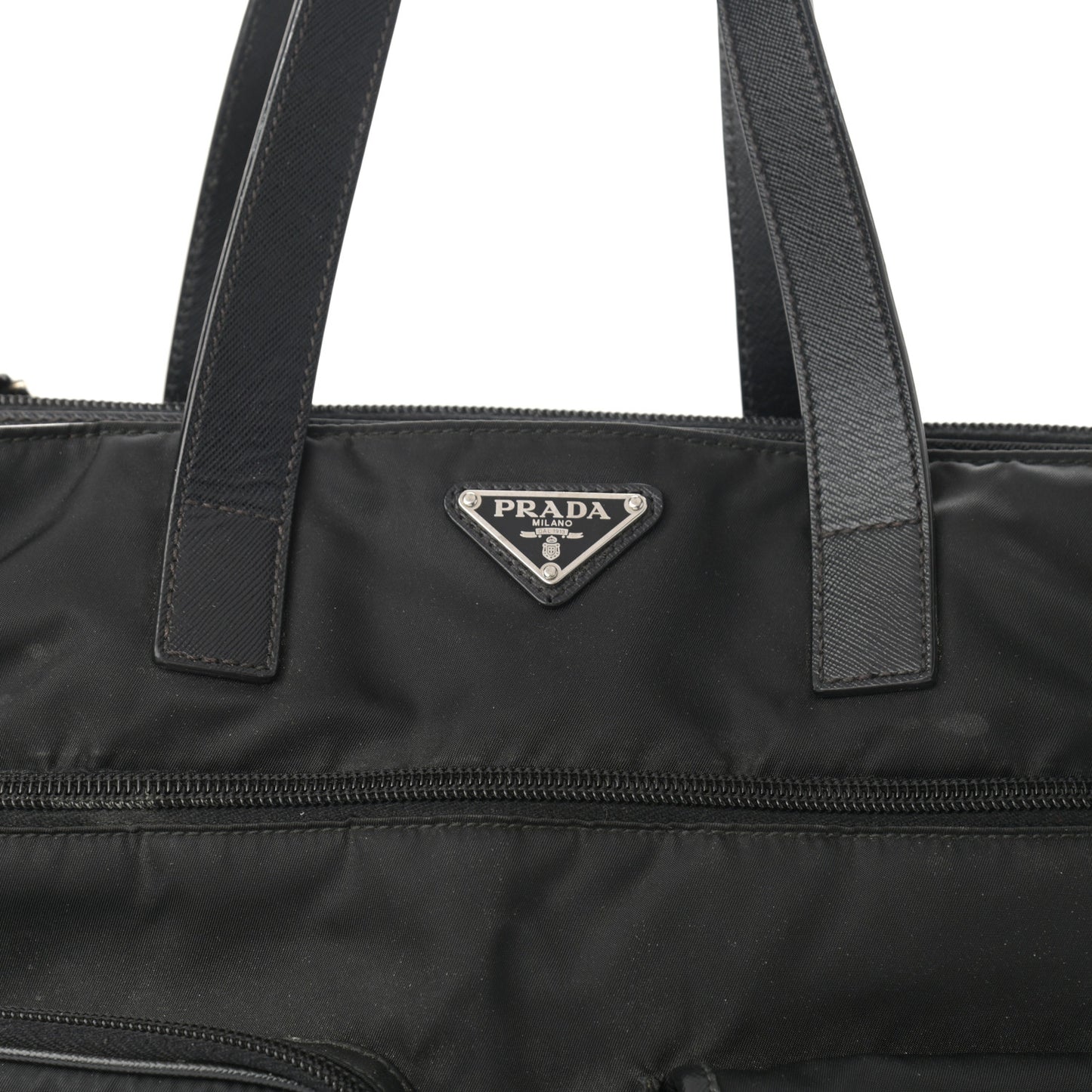 Nylon Saffiano Front Pocket Tote Black