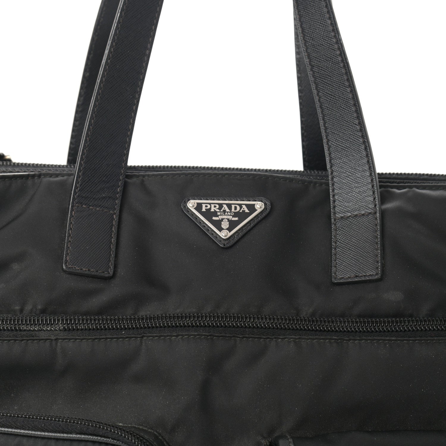 Prada Nylon Saffiano Front Pocket Tote Black 9 of 14