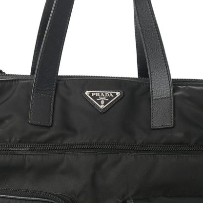Prada Nylon Saffiano Front Pocket Tote Black 9 of 14