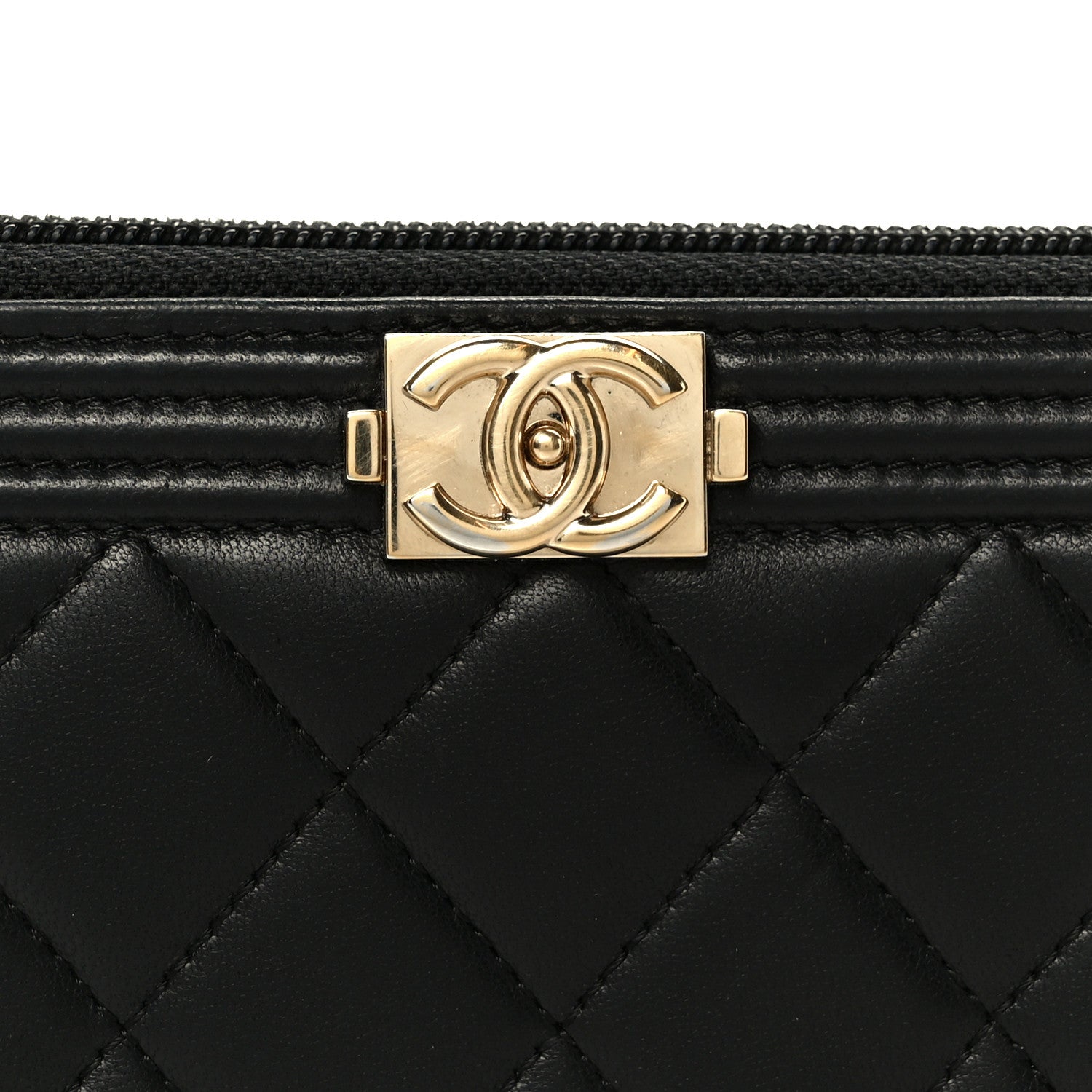 Chanel Lambskin Quilted Boy Long Zip Around Wallet Black 9 of 9