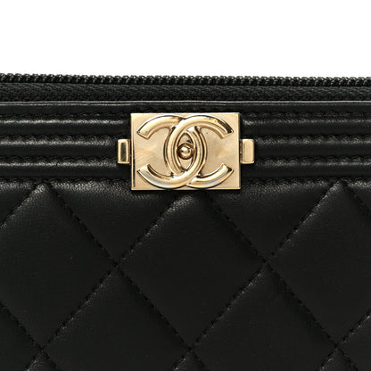 Chanel Lambskin Quilted Boy Long Zip Around Wallet Black 9 of 9