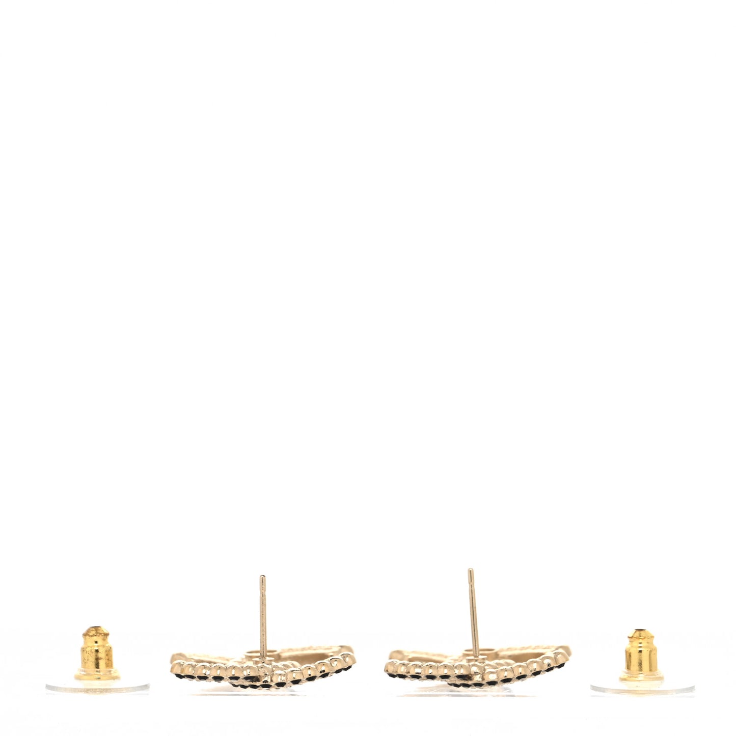 Crystal CC Earrings Black Gold