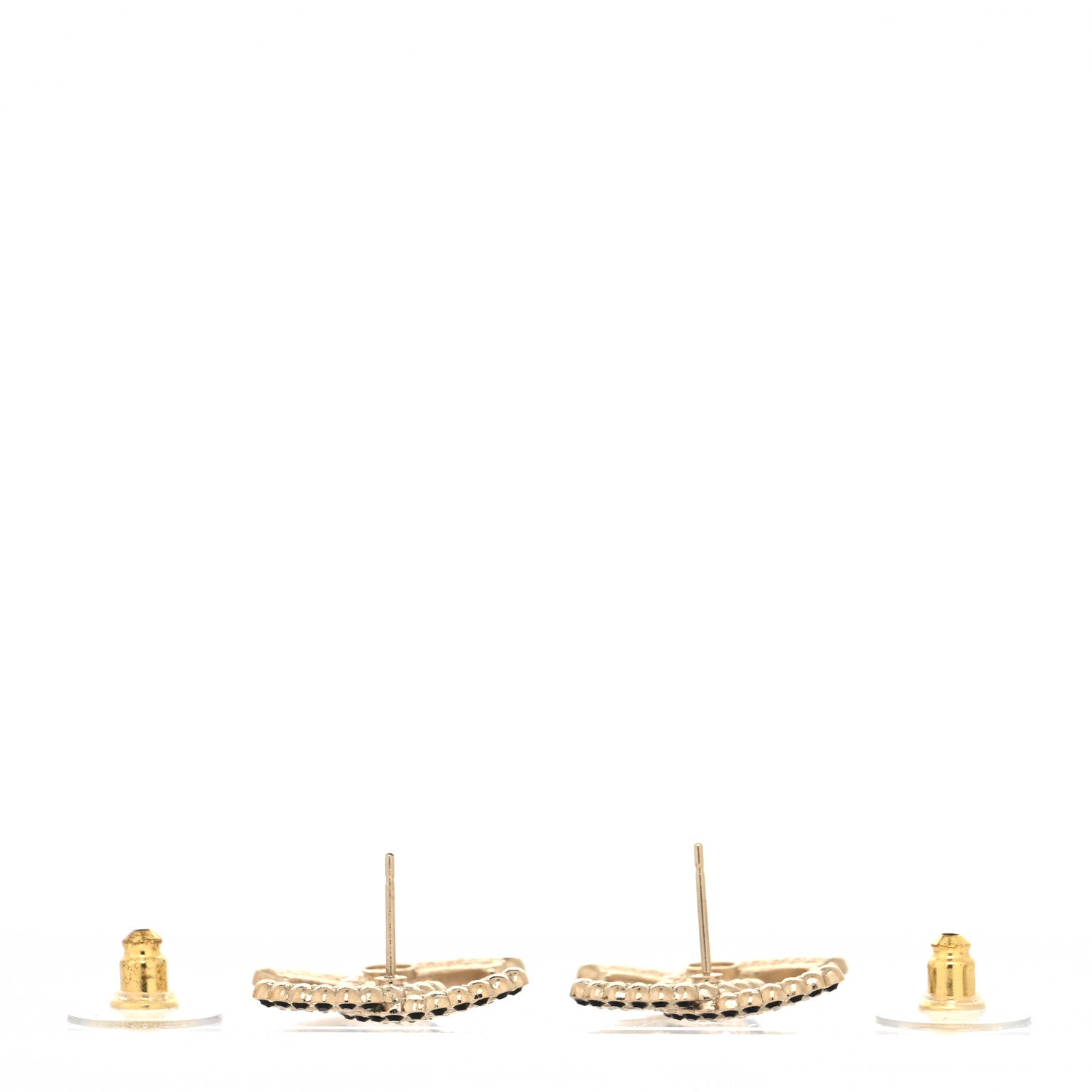 Chanel Crystal CC Earrings Black Gold 3 of 4