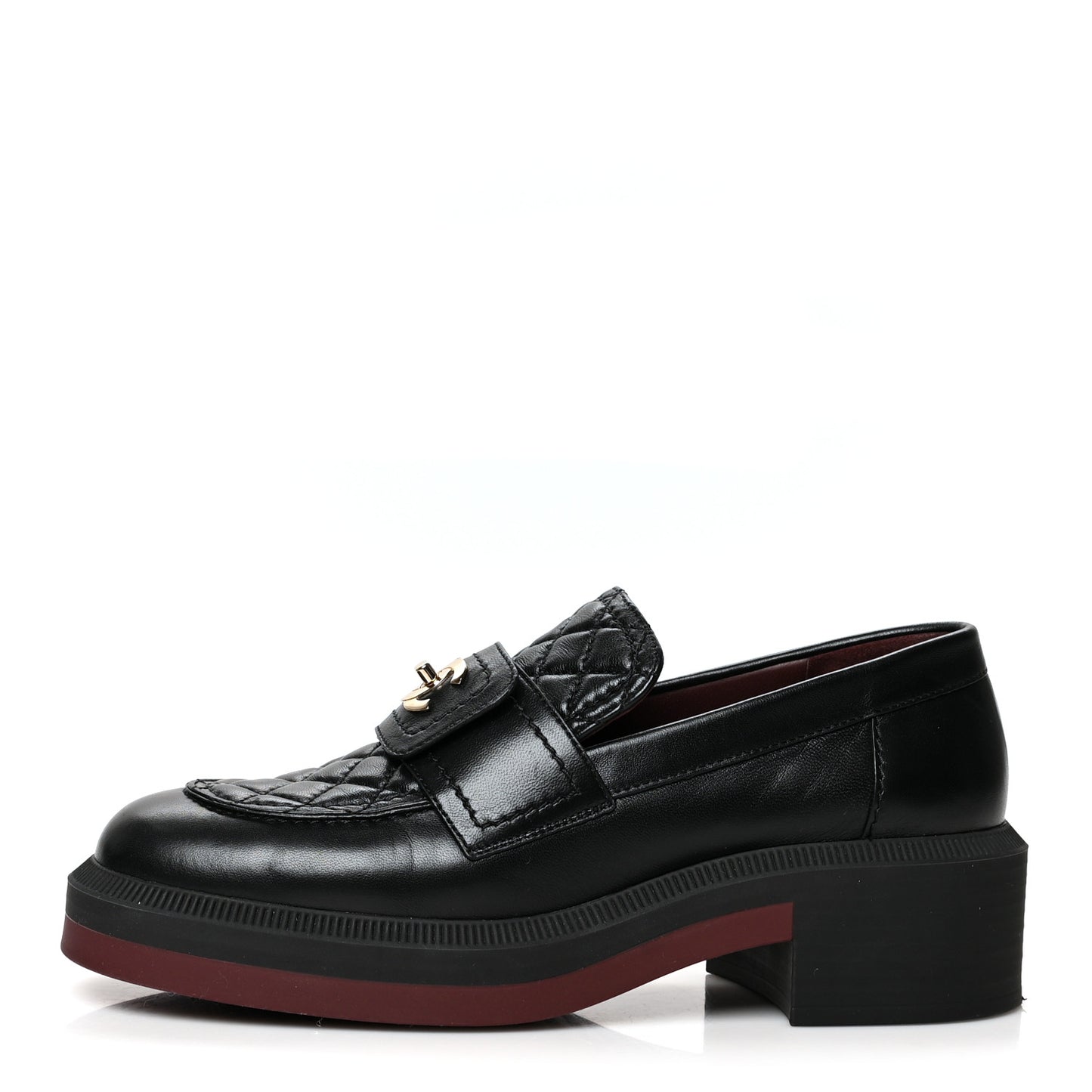 Lambskin Quilted CC Turnlock Loafers 37 Black