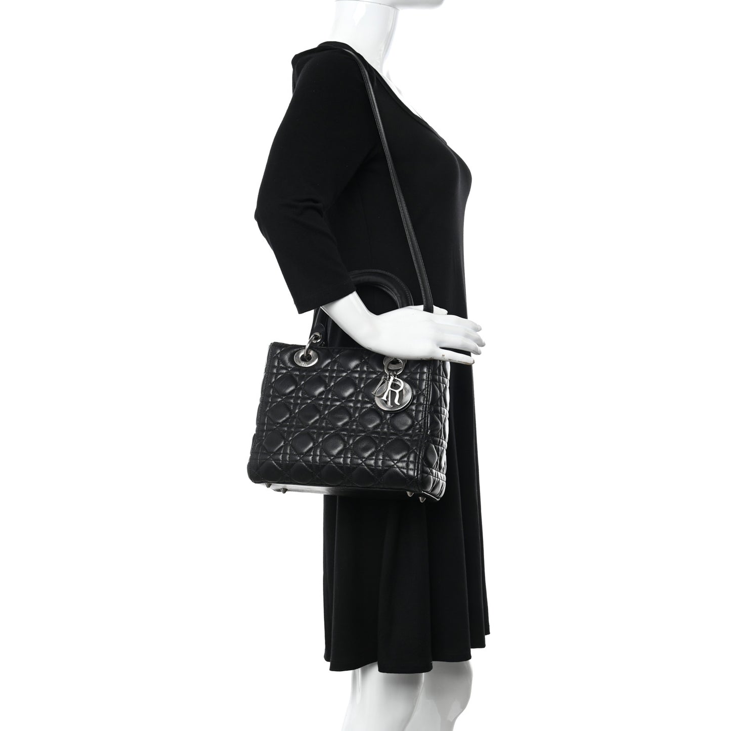 Lambskin Cannage Medium Lady Dior Black