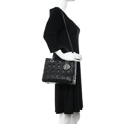 Christian Dior Lambskin Cannage Medium Lady Dior Black 2 of 14
