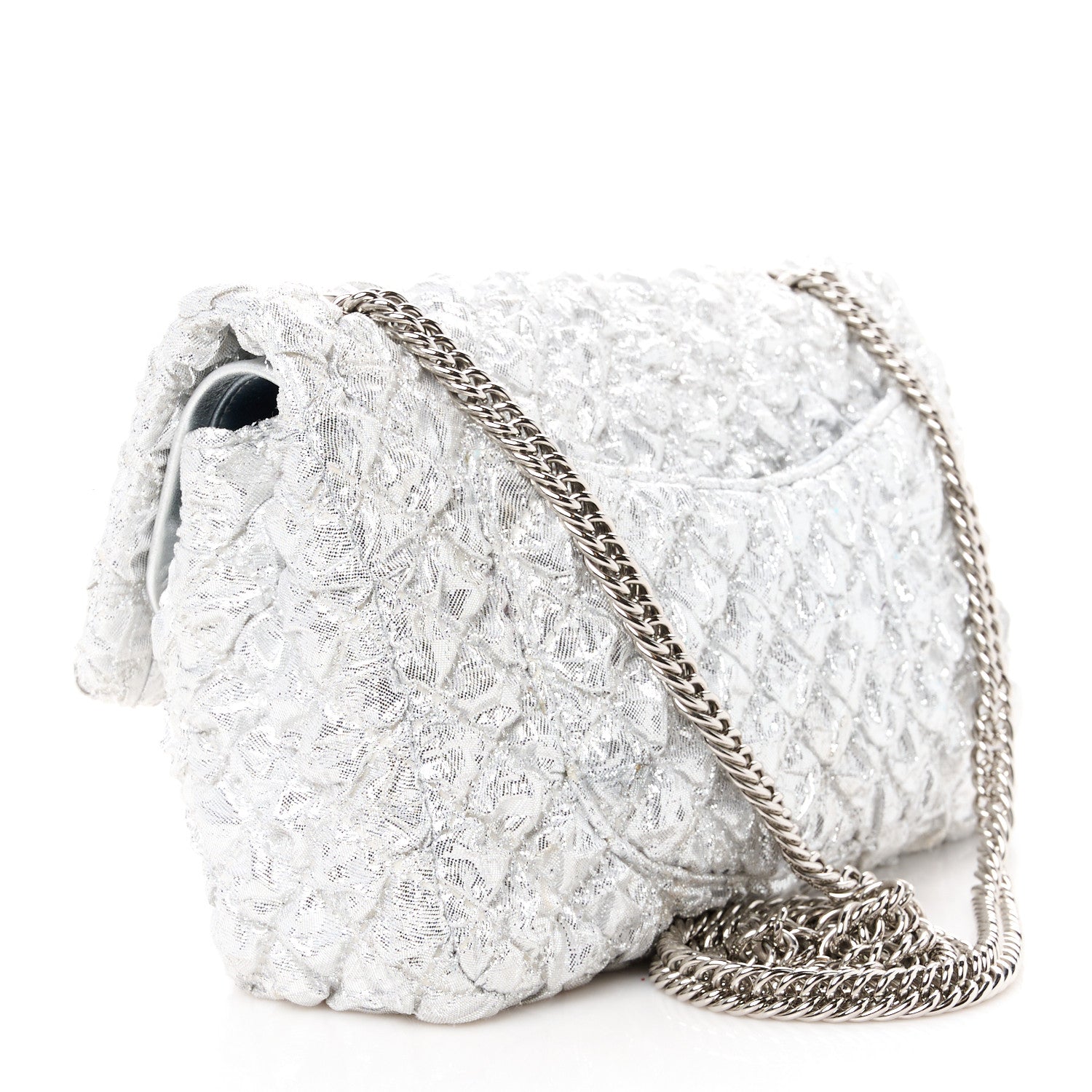 Chanel Metallic Lame Quilted Small Double Flap Silver 3 of 12