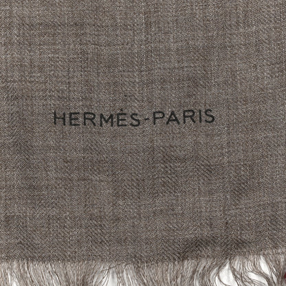 Hermes Cashmere Silk The Parage Rectangle Etoupe Petrole Marine 3 of 4