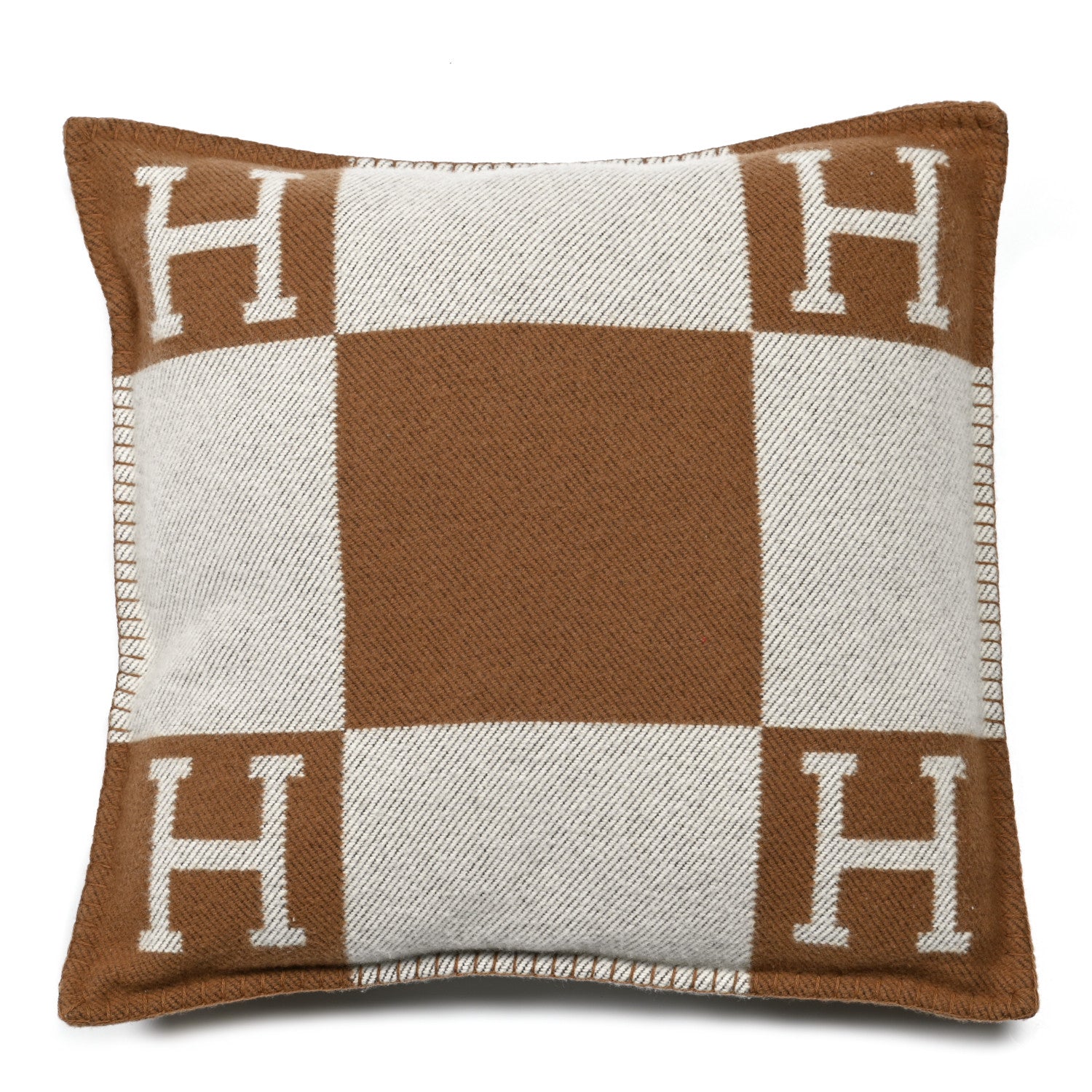 Hermes Wool Cashmere Avalon Pillow PM Ecru Camel 1 of 4