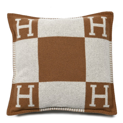 Hermes Wool Cashmere Avalon Pillow PM Ecru Camel 1 of 4