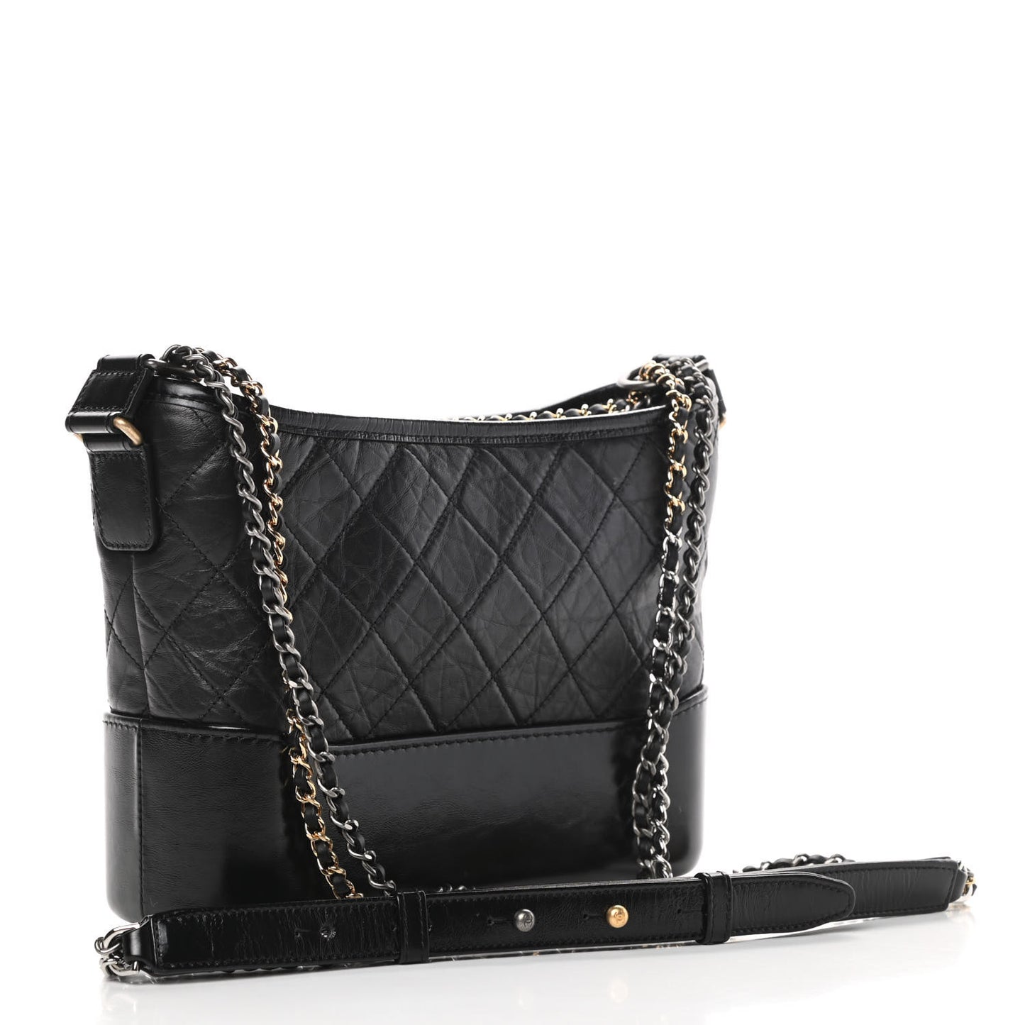 Aged Calfskin Quilted New Medium Gabrielle Hobo Black