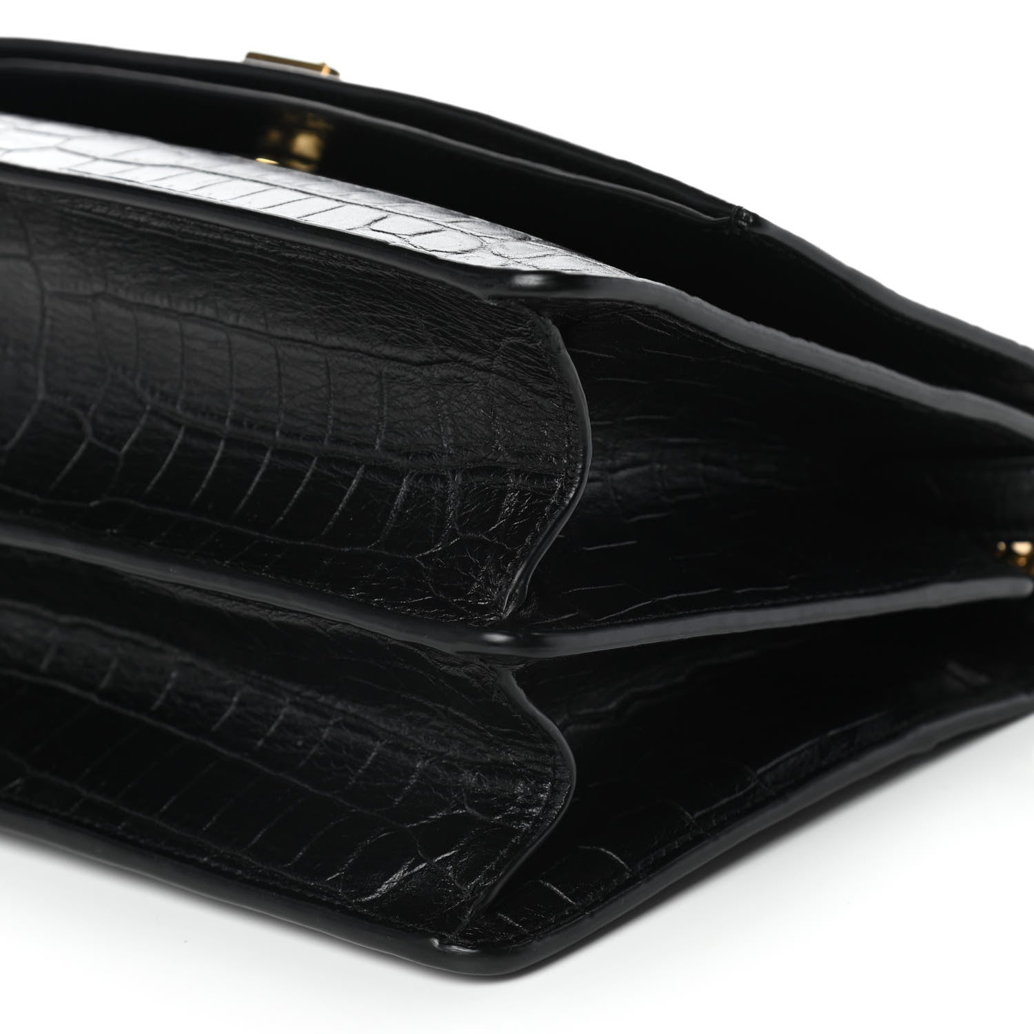 Saint Laurent Calfskin Crocodile Embossed Monogram Medium Sunset Black 8 of 10