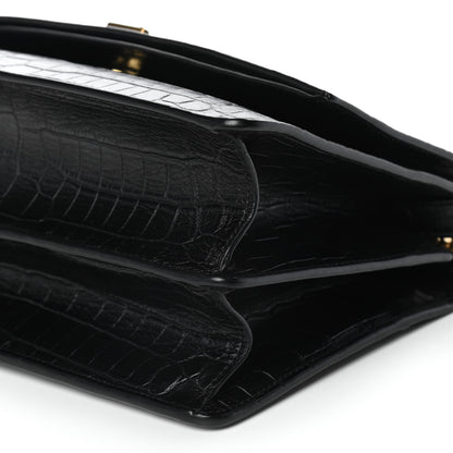 Saint Laurent Calfskin Crocodile Embossed Monogram Medium Sunset Black 8 of 10