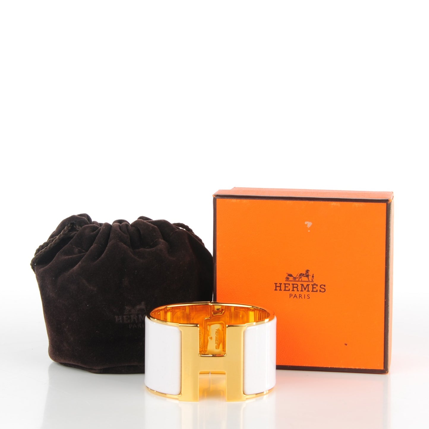 Enamel Extra Wide Clic Clac H Bracelet PM White