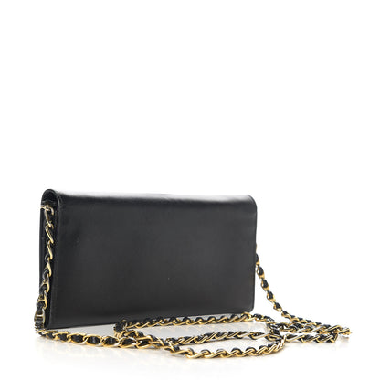 Prada Saffiano Metal Oro Chain Wallet Black 2 of 11