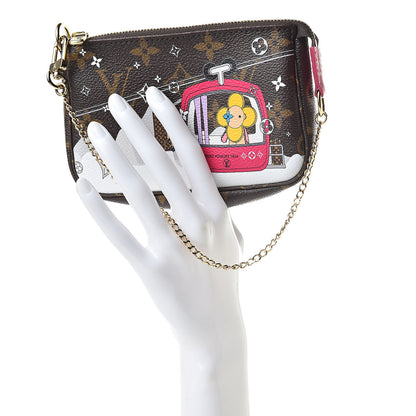 Louis Vuitton Monogram 2019 Christmas Animation Mini Courchevel Pochette Accessories Fuchsia 2 of 8