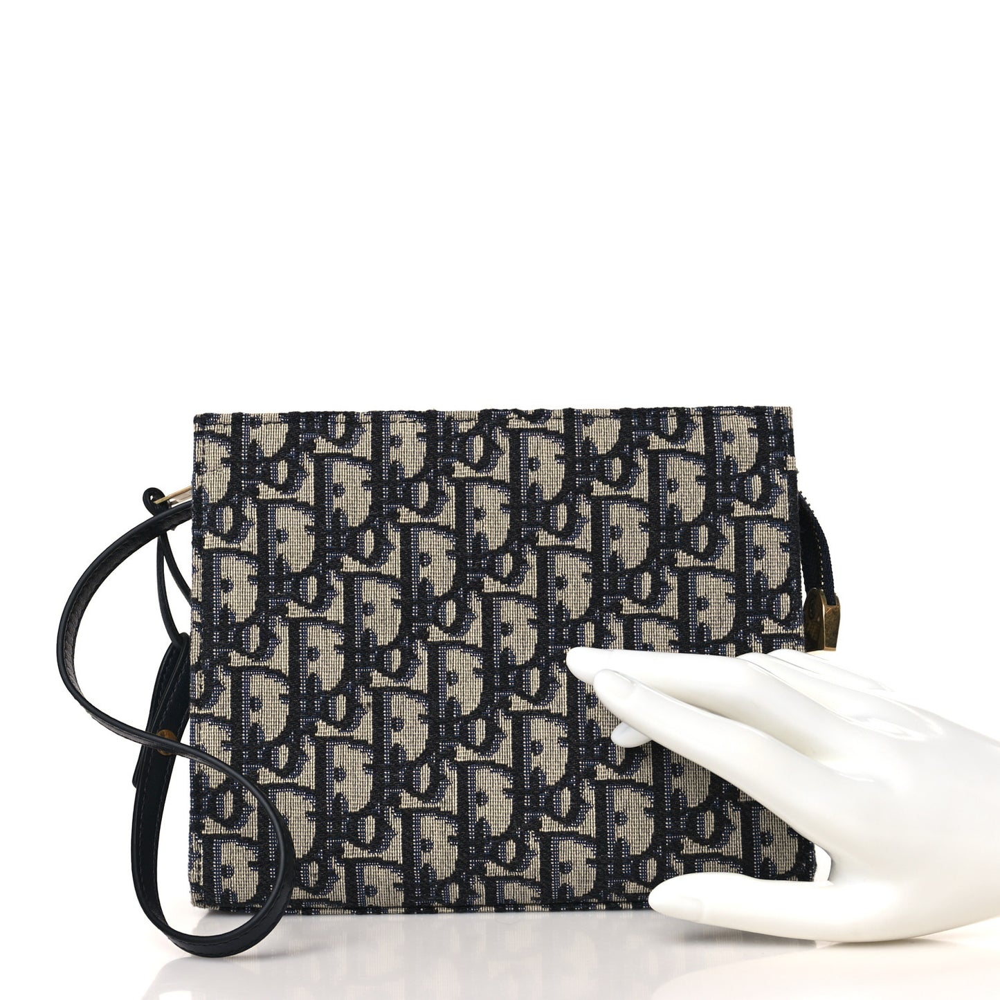 Oblique Zipped Pouch Clutch Blue